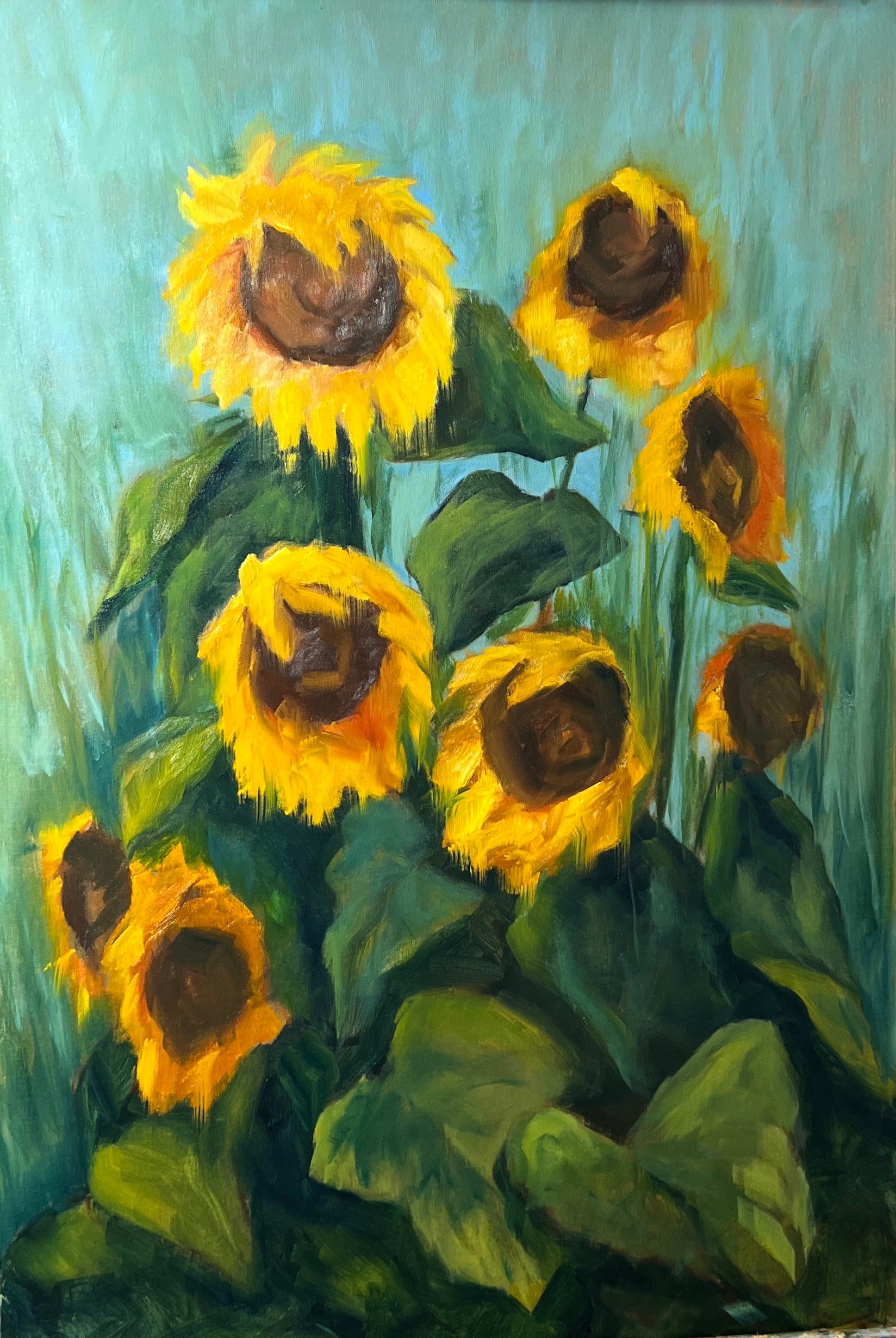Sunflowers on a Rainy Day